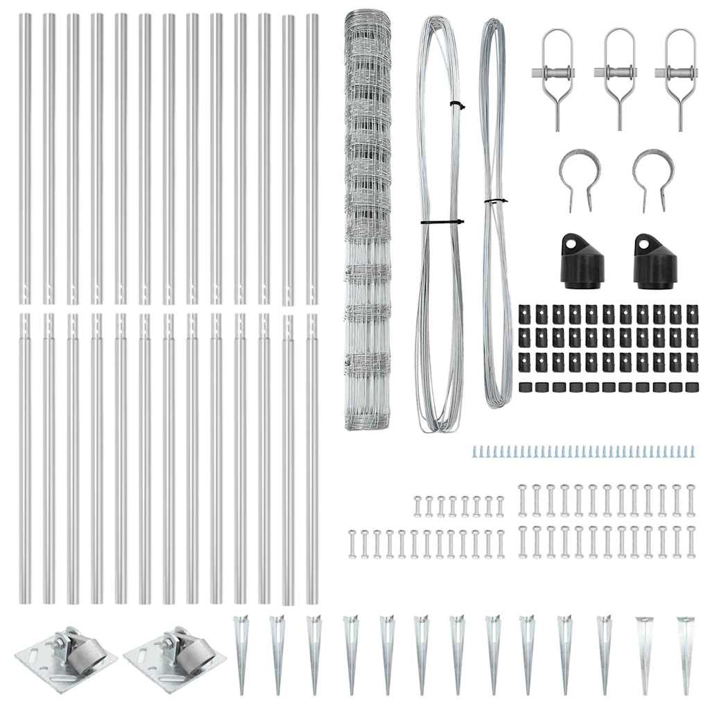vidaXL Wildzaun Silber 50 x 1,4 m Verzinkter Stahl - Image 5