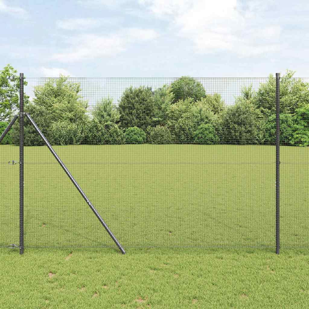 vidaXL Zaun mit Pfosten Grau 1.6 x 25 m Stahl