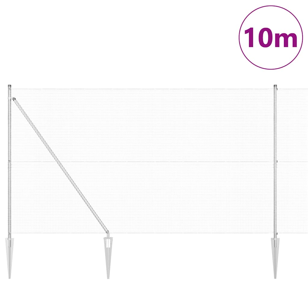 vidaXL Zaun mit Pfosten Silber 1,5 x 10 m Stahl - Image 3