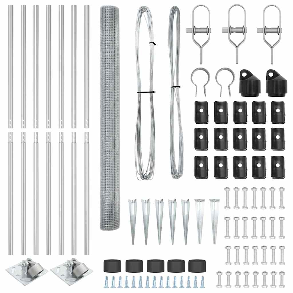 vidaXL Zaun mit Pfosten Silber 1,5 x 10 m Stahl - Image 5