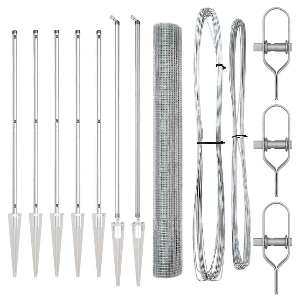 vidaXL Zaun mit Pfosten Silber 1,4 x 10 m Stahl - Image 4