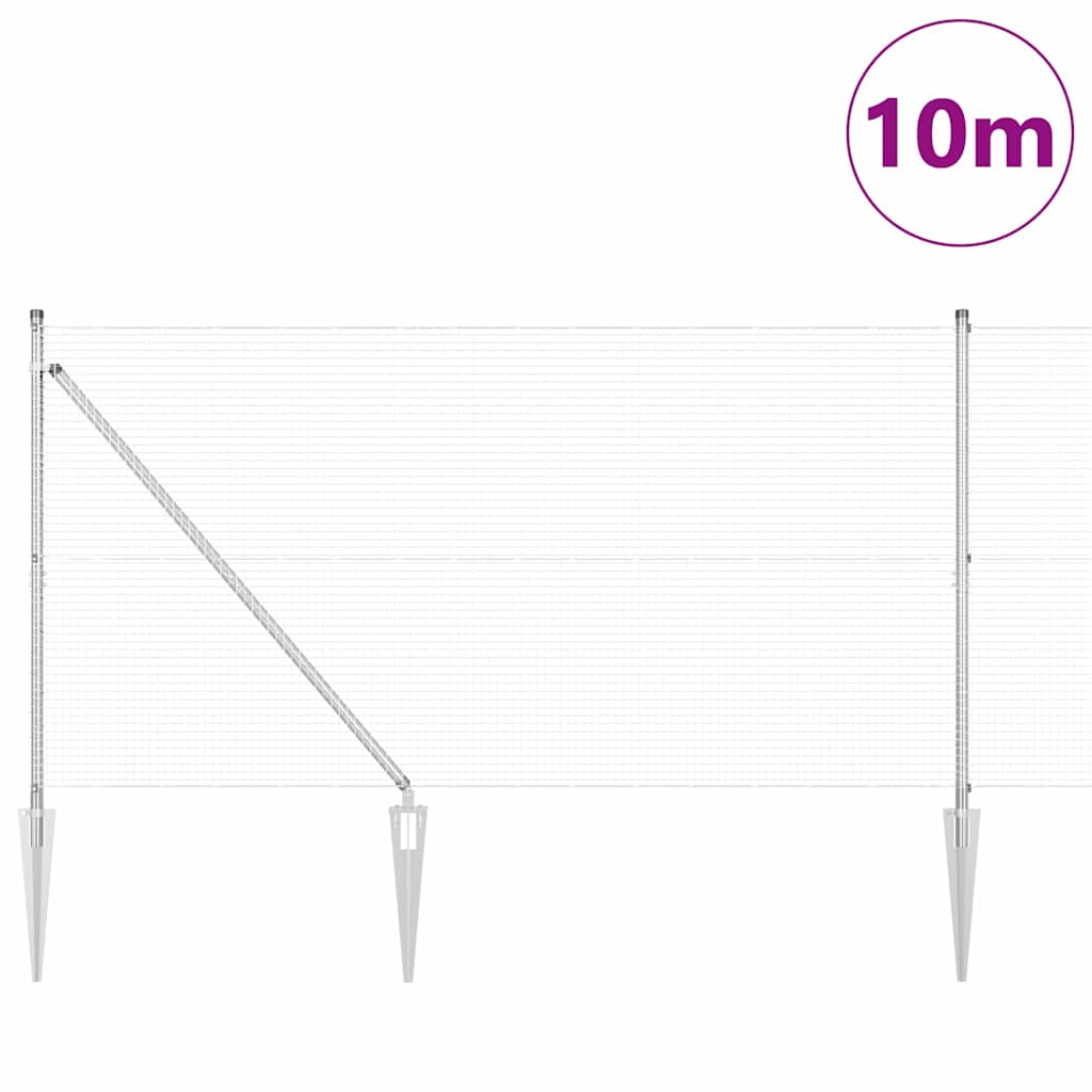vidaXL Zaun mit Pfosten Silber 1,4 x 10 m Stahl - Image 3