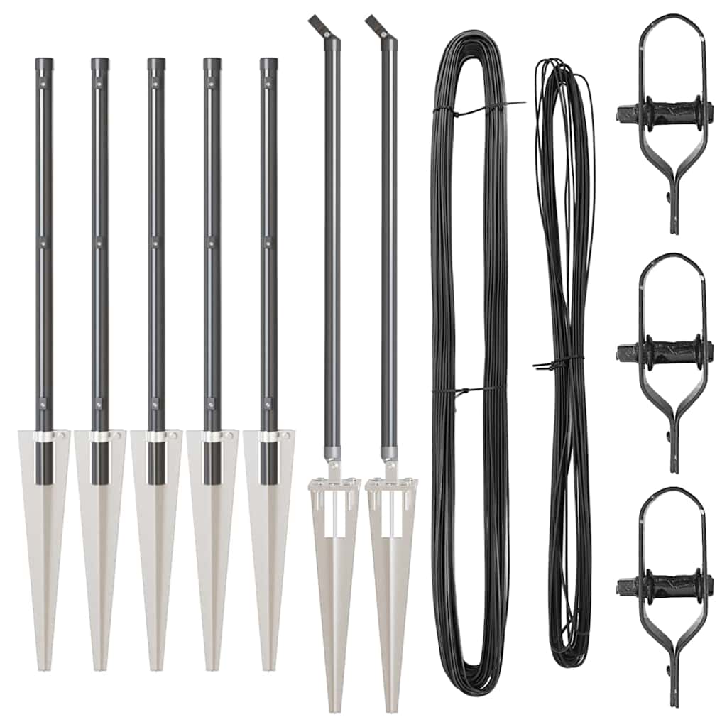 vidaXL Zaunpfosten 7 pcs Grau Ø32mm 100 cm Verzinkter Stahl - Image 3