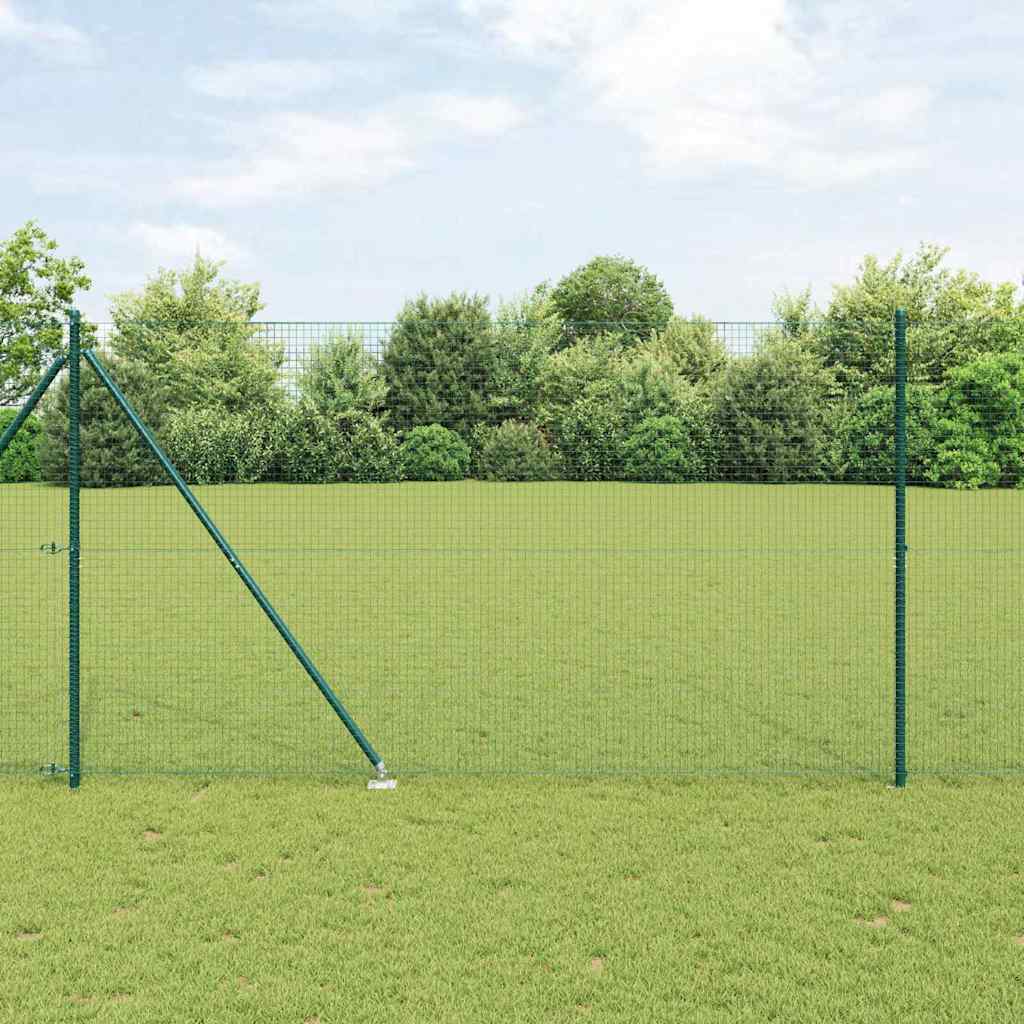 vidaXL Zaun mit Pfosten Grün 1,5 x 25 m Stahl