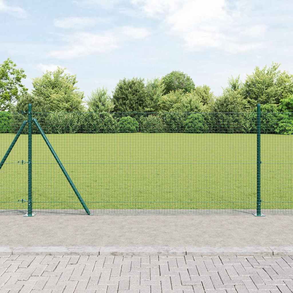 vidaXL Zaun mit Pfosten Grün 1 x 50 m Stahl
