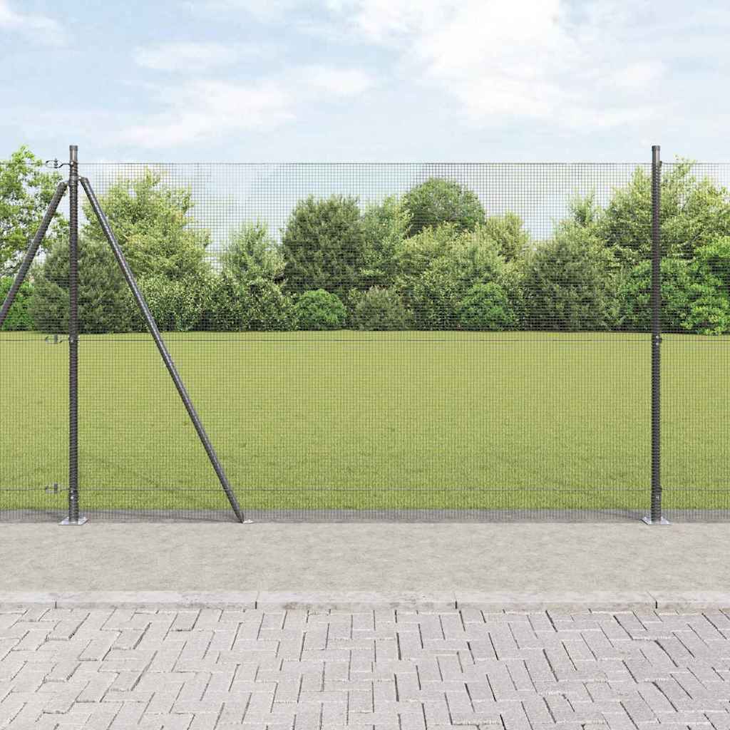 vidaXL Zaun mit Pfosten Grau 1,4 x 25 m Stahl