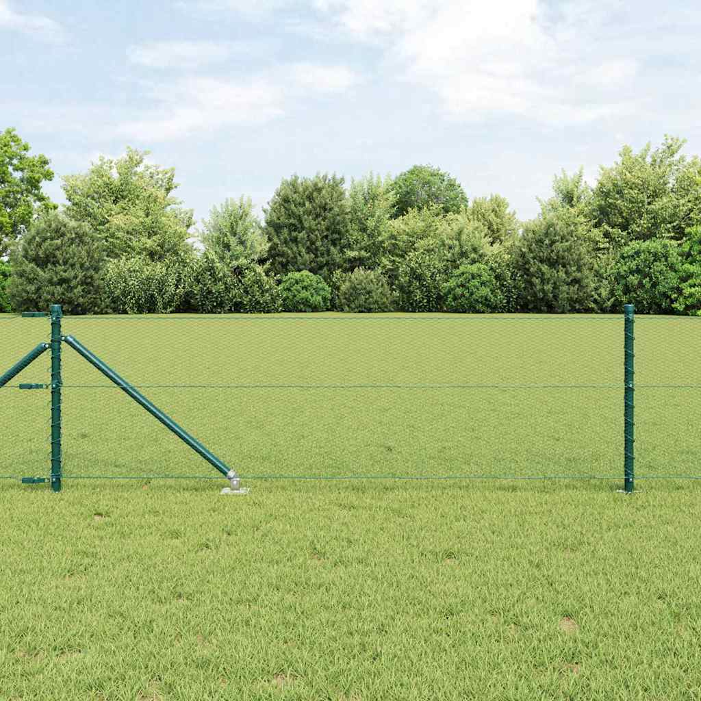 vidaXL Zaun mit Pfosten Grün 0,6 x 50 m PVC-beschichteter Stahl