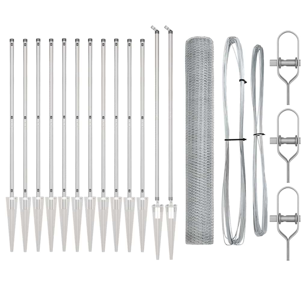 vidaXL Zaun mit Pfosten Silber 1,4 x 25 m PVC-beschichteter Stahl - Image 4