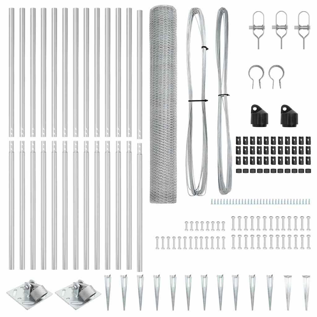 vidaXL Zaun mit Pfosten Silber 1,4 x 25 m PVC-beschichteter Stahl - Image 5