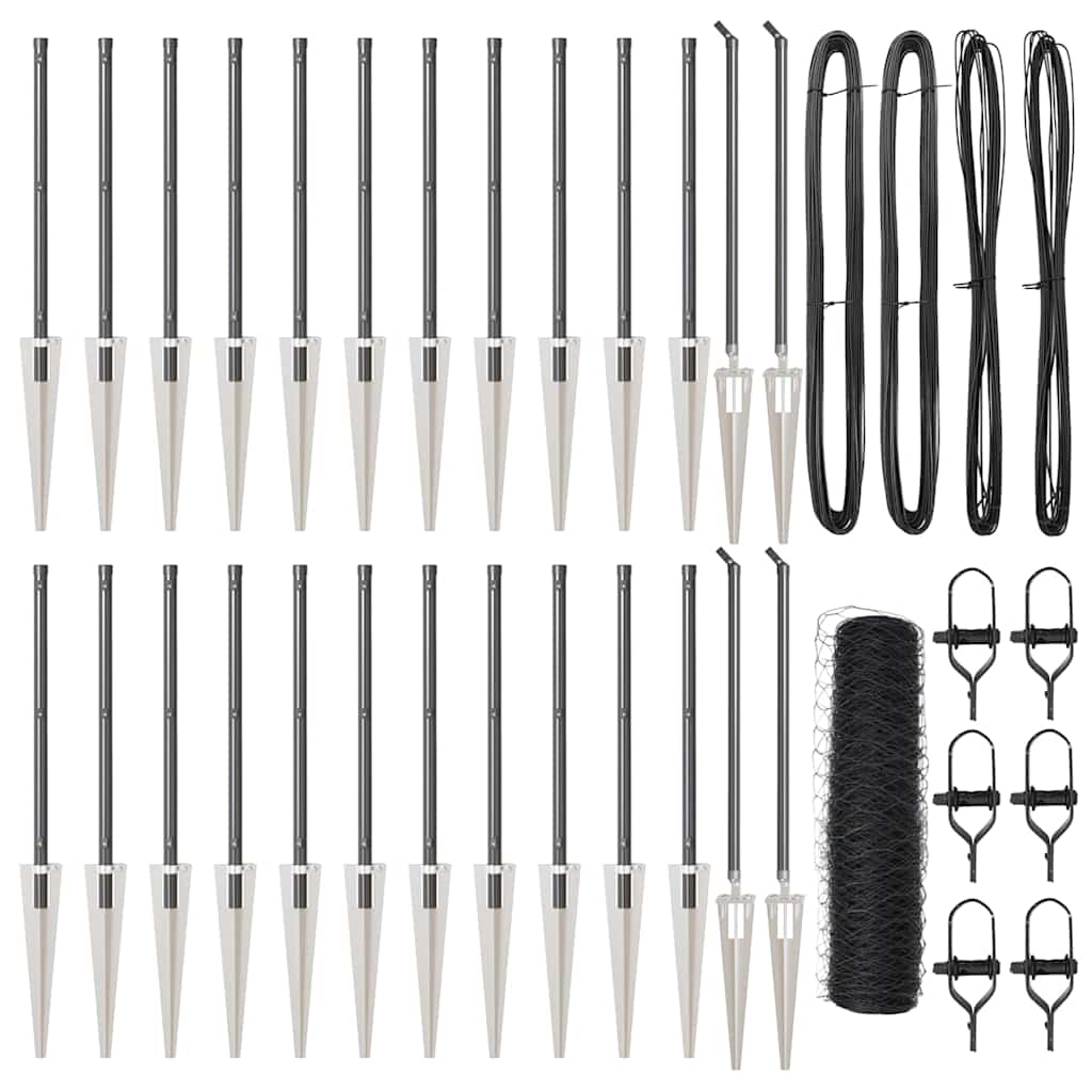 vidaXL Zaun mit Pfosten Grau 1 x 50 m PVC-beschichteter Stahl