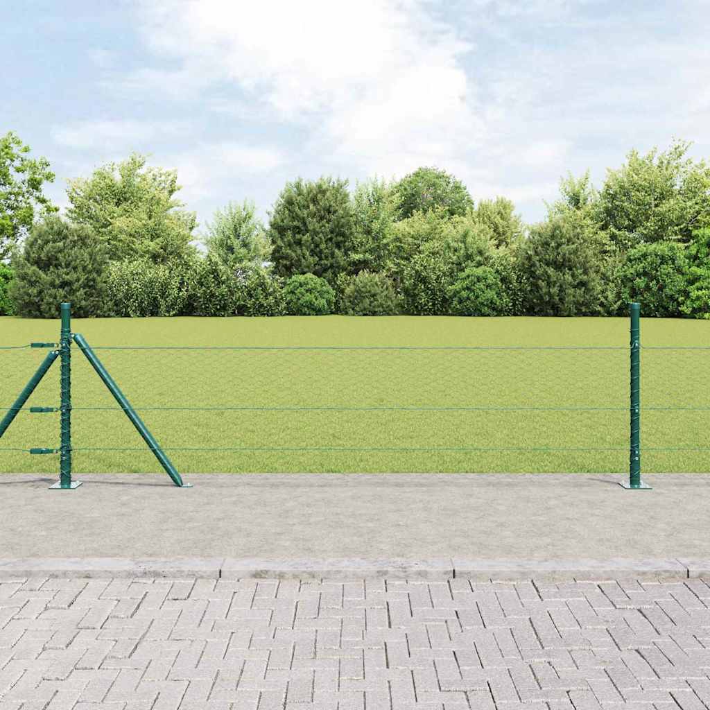 vidaXL Zaun mit Pfosten Grün 0,4 x 10 m PVC-beschichteter Stahl