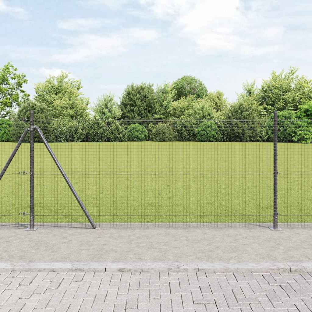 vidaXL Zaun mit Pfosten Grau 1 x 10 m Stahl