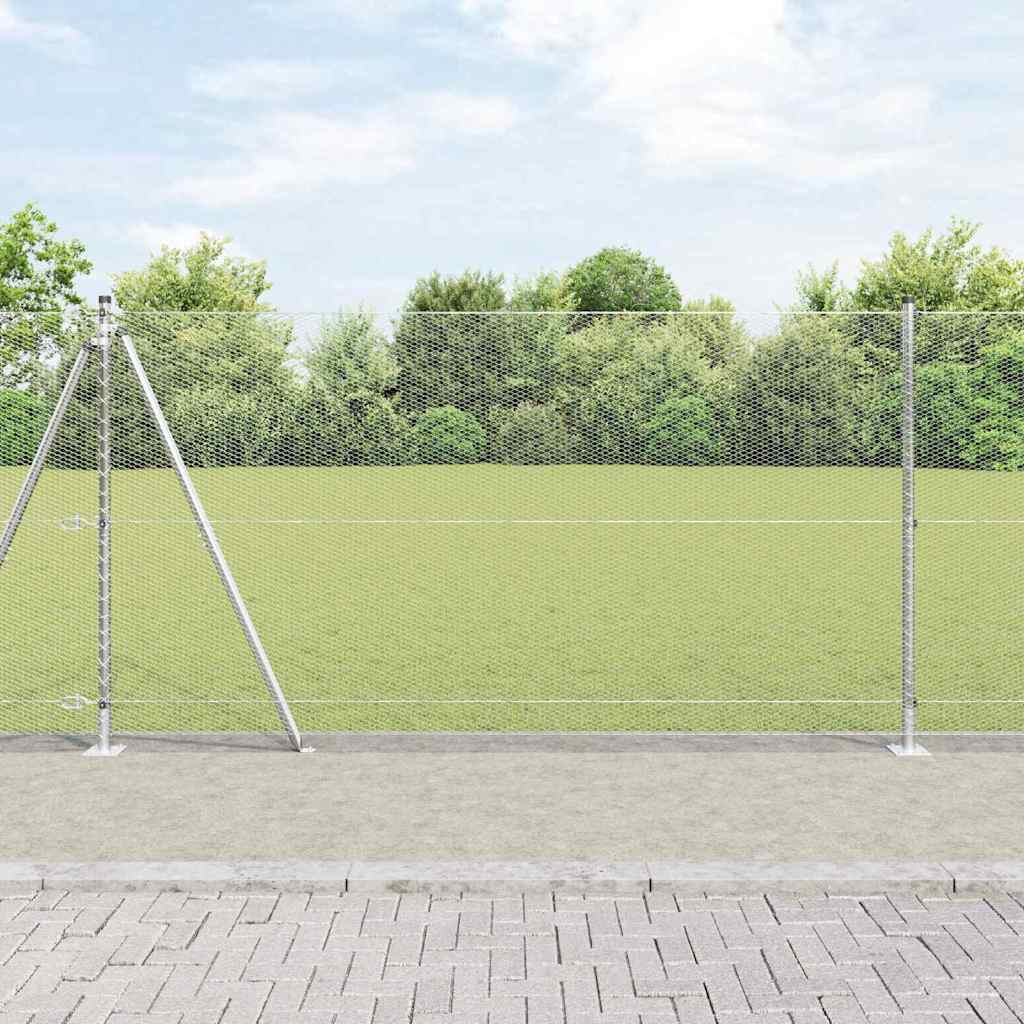 vidaXL Zaun mit Pfosten Silber 1,2 x 10 m PVC-beschichteter Stahl