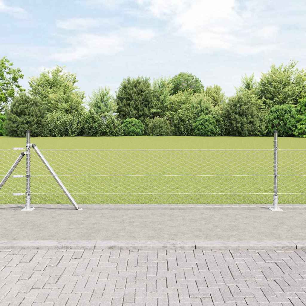 vidaXL Zaun mit Pfosten Silber 0,5 x 100 m PVC-beschichteter Stahl