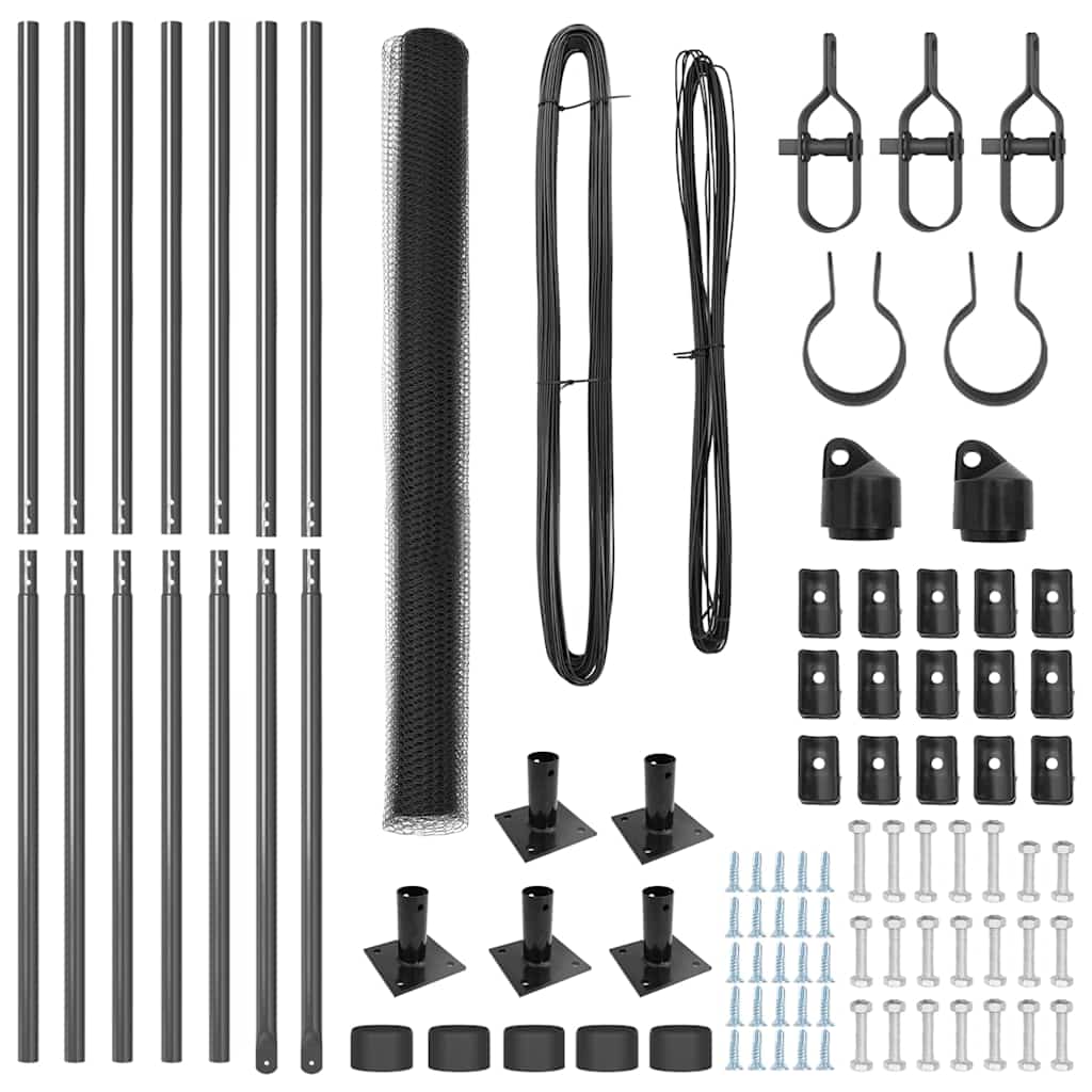 vidaXL Zaun mit Pfosten Grau 1,4 x 10 m PVC-beschichteter Stahl - Image 4