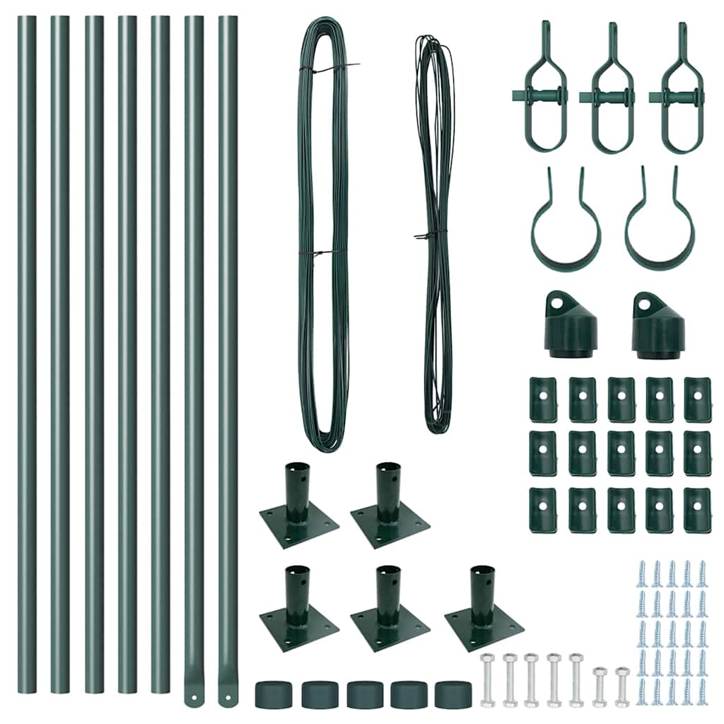 vidaXL Zaunpfosten 7 pcs Grün Ø32mm 90 cm Verzinkter Stahl - Image 3