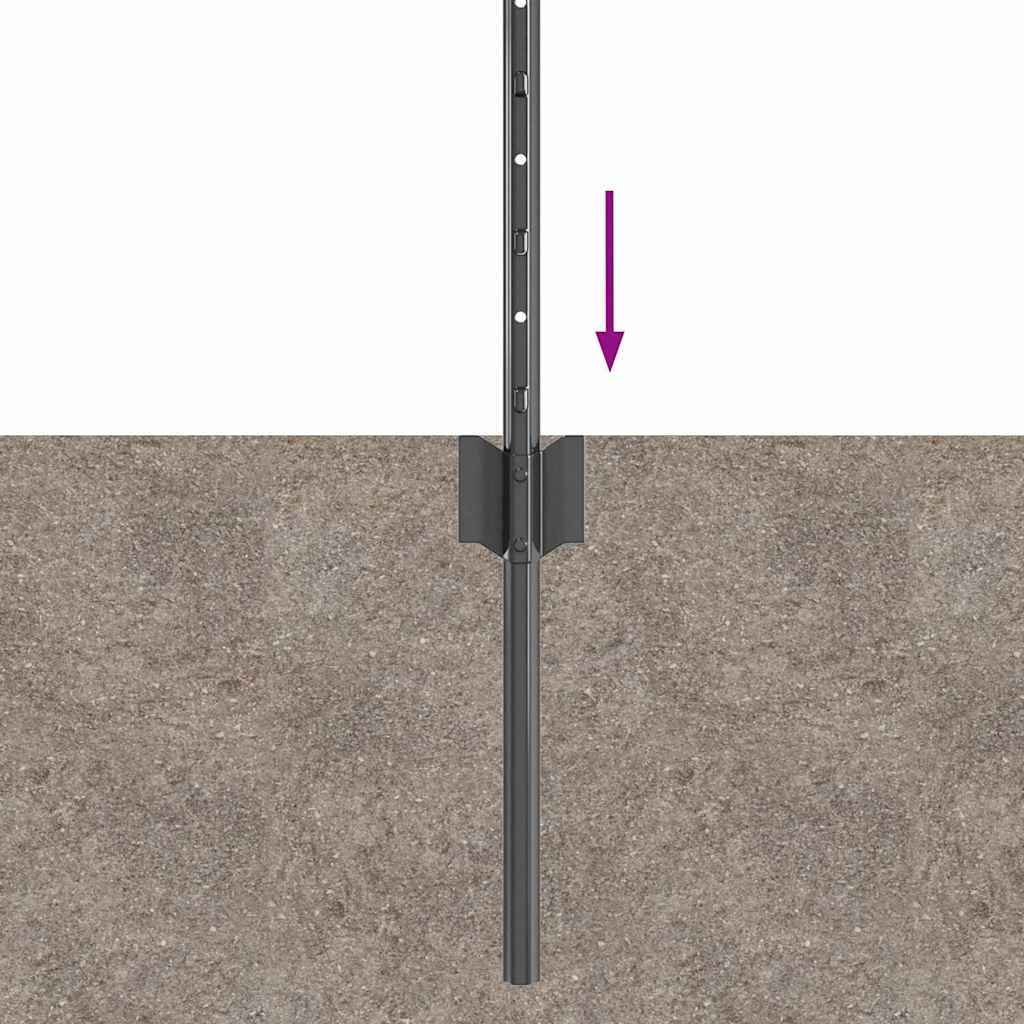vidaXL Zaunpfosten 22 pcs Grau 100 cm Stahl - Image 5