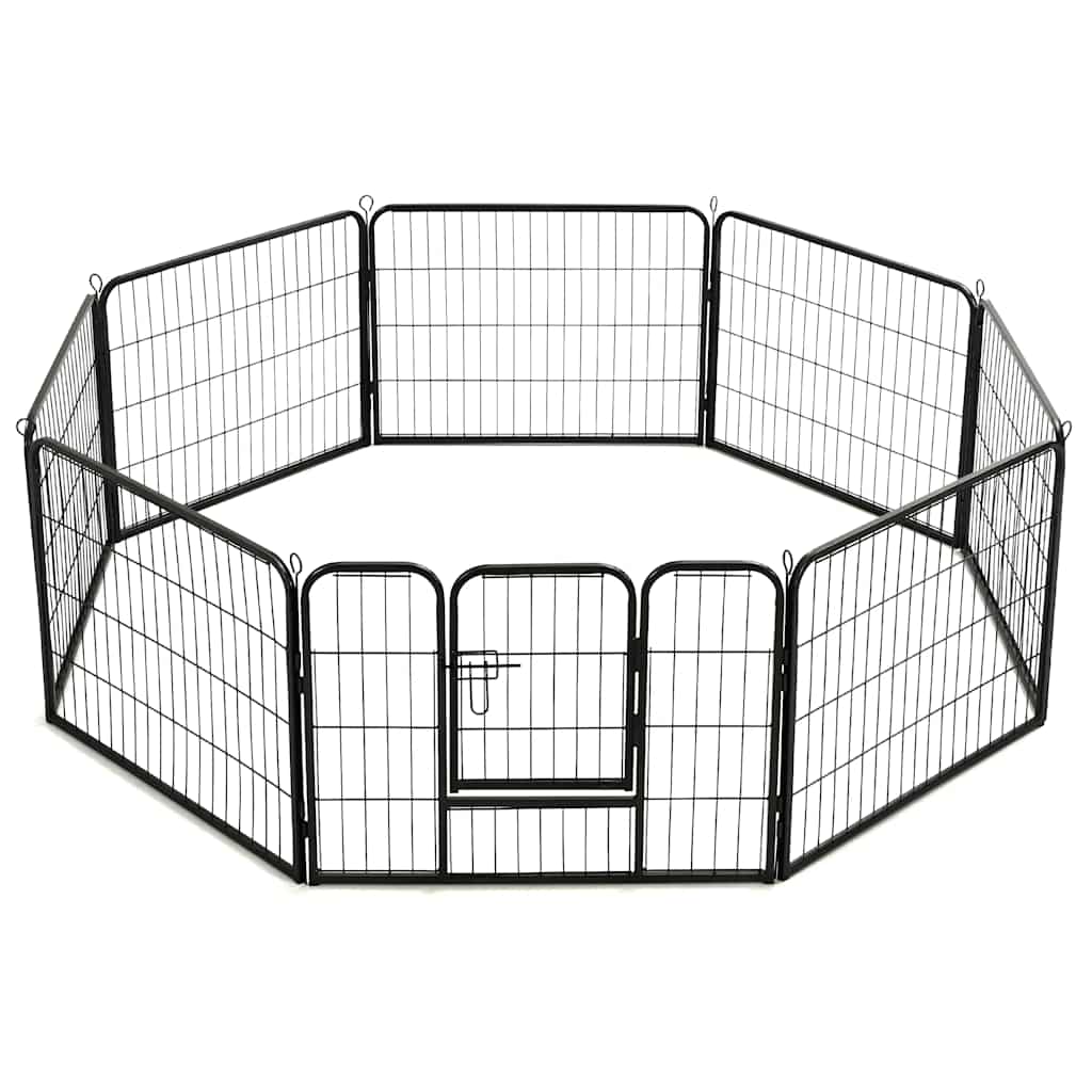 vidaXL Hunde-Laufgitter 8 Paneele Stahl 60 x 80 cm Schwarz - Image 4