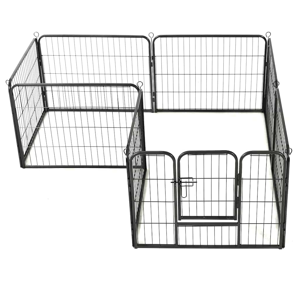 vidaXL Hunde-Laufgitter 8 Paneele Stahl 60 x 80 cm Schwarz - Image 3
