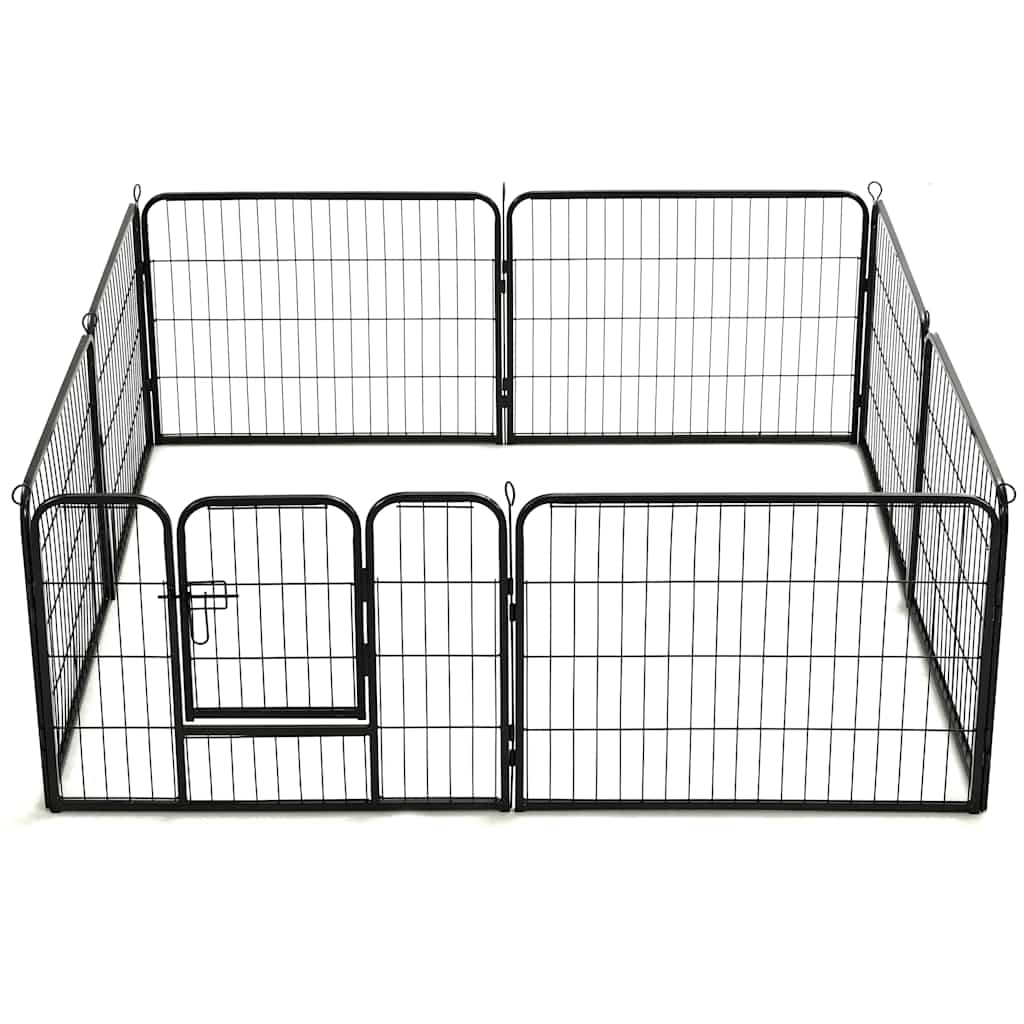 vidaXL Hunde-Laufgitter 8 Paneele Stahl 60 x 80 cm Schwarz - Image 5