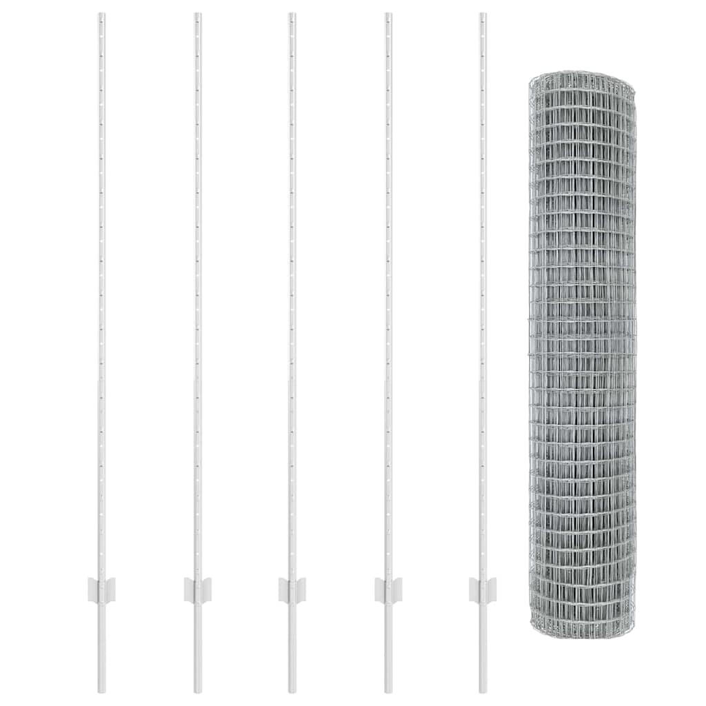 vidaXL Zaun mit Pfosten Silber 1,5 x 10 m Stahl - Image 4