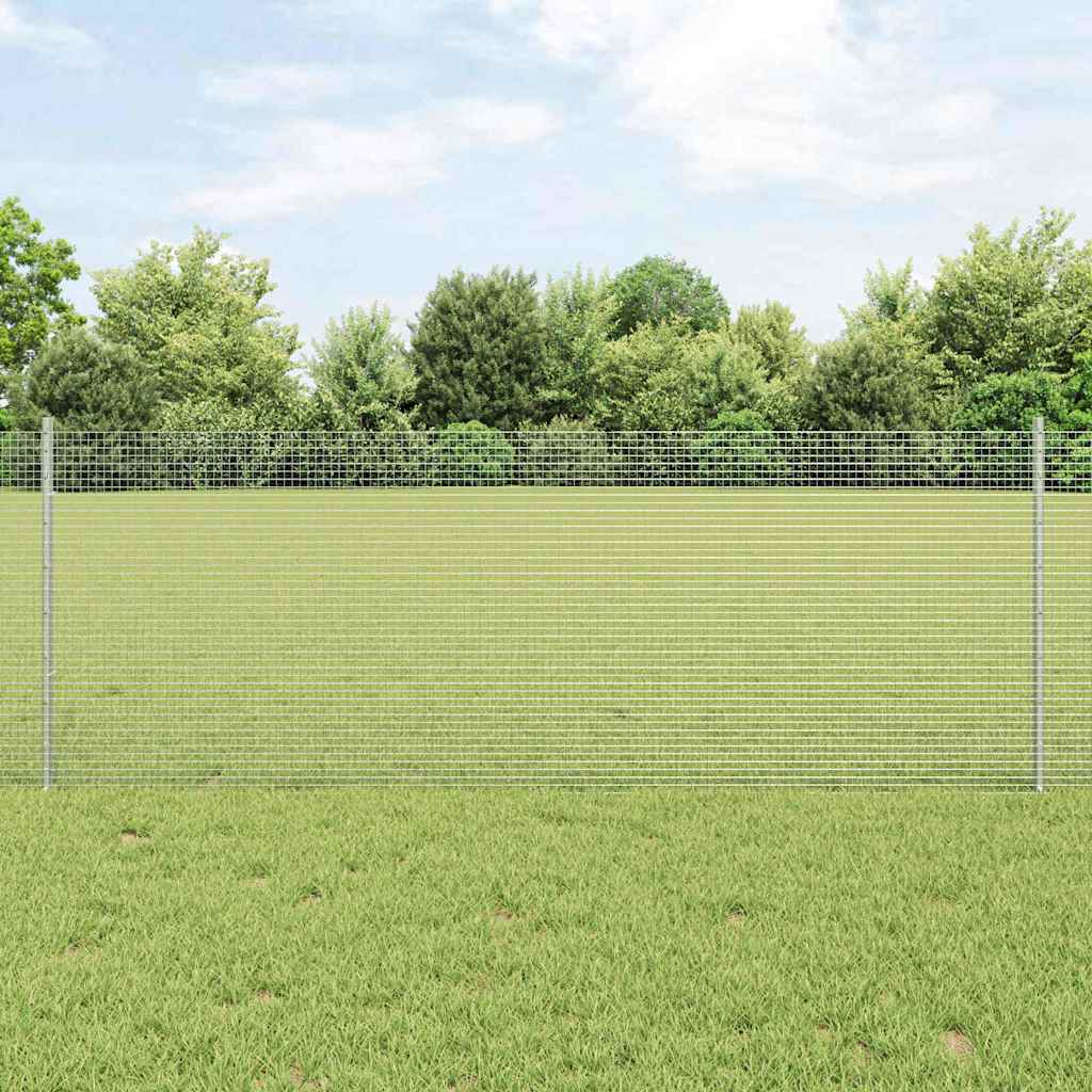 vidaXL Zaun mit Pfosten Silber 0,8 x 100 m Stahl