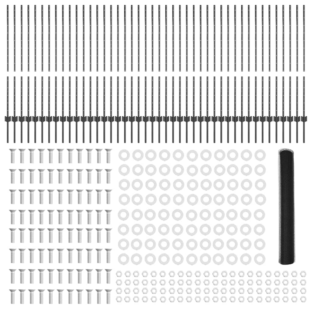 vidaXL Zaun mit Pfosten Grau 1,2 x 100 m Stahl - Image 5