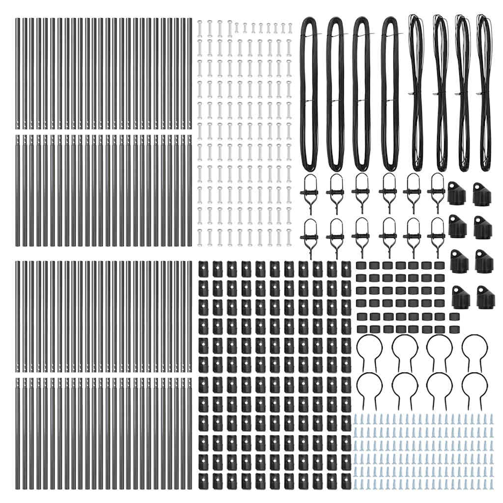 vidaXL Zaunpfosten Sonstiges 52 pcs Grau 3,2 x 3,2 x 190 cm Stahl - Image 4