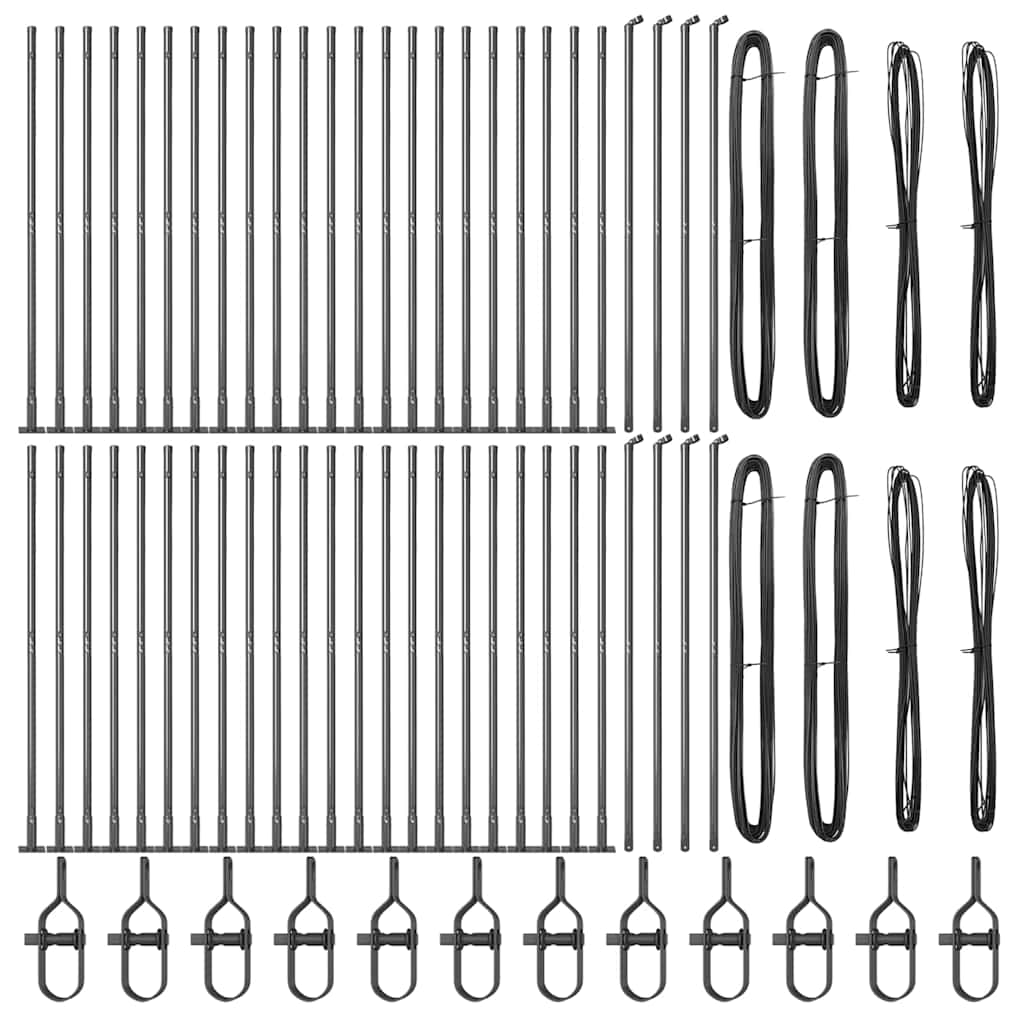 vidaXL Zaunpfosten Sonstiges 52 pcs Grau 3,2 x 3,2 x 83,5 cm Stahl - Image 3