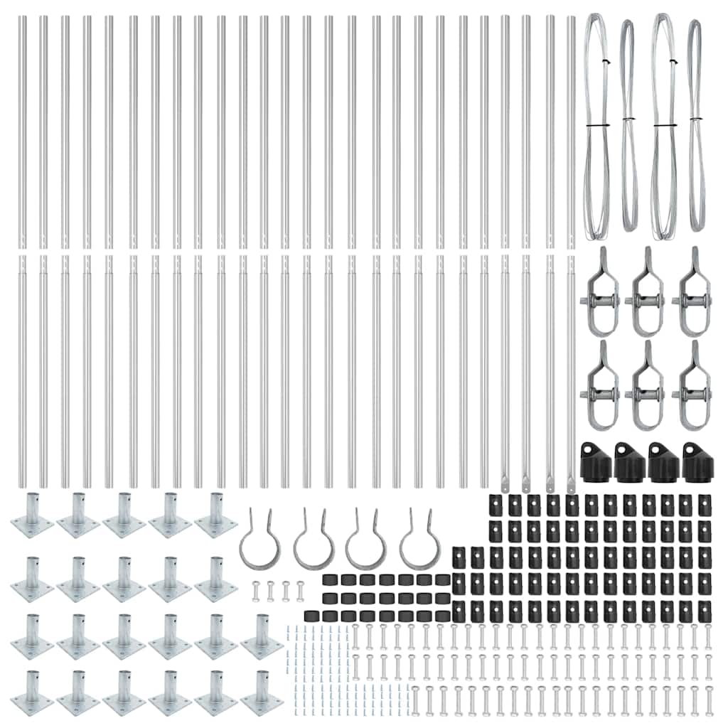 vidaXL Zaunpfosten Sonstiges 26 pcs Grau 3,2 x 3,2 x 83,5 cm Stahl - Image 4