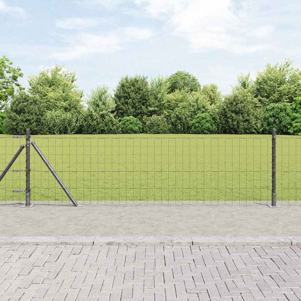 vidaXL Zaun mit Pfosten Grau 0,6 x 50 m Stahl