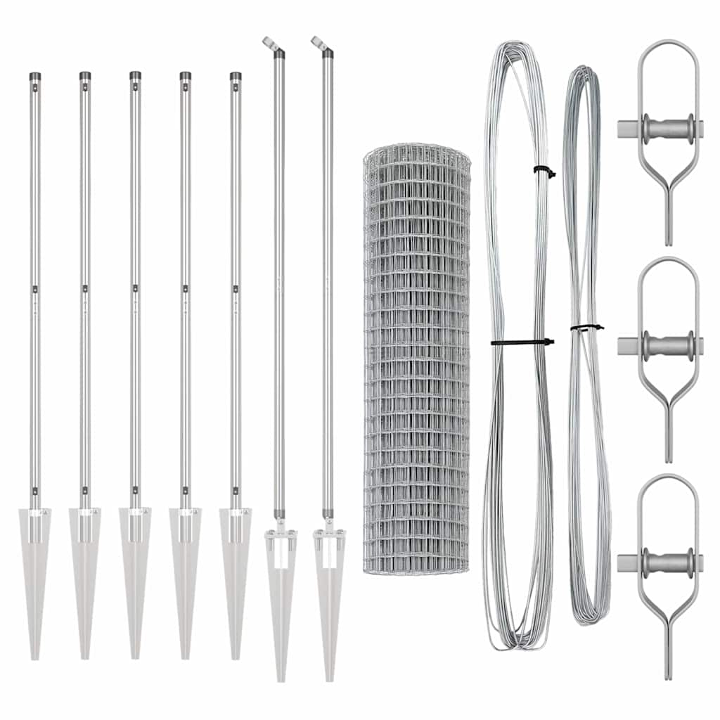 vidaXL Zaun mit Pfosten Silber 1,4 x 10 m Stahl - Image 4