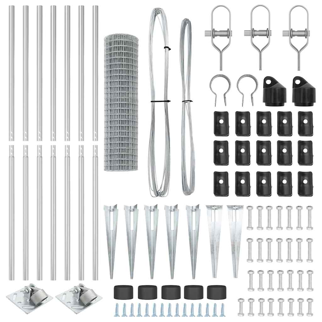 vidaXL Zaun mit Pfosten Silber 1,4 x 10 m Stahl - Image 5