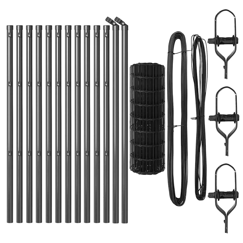vidaXL Zaun mit Pfosten Grau 0,6 x 25 m Stahl - Image 4