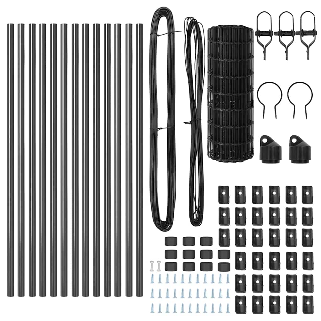 vidaXL Zaun mit Pfosten Grau 0,6 x 25 m Stahl - Image 5
