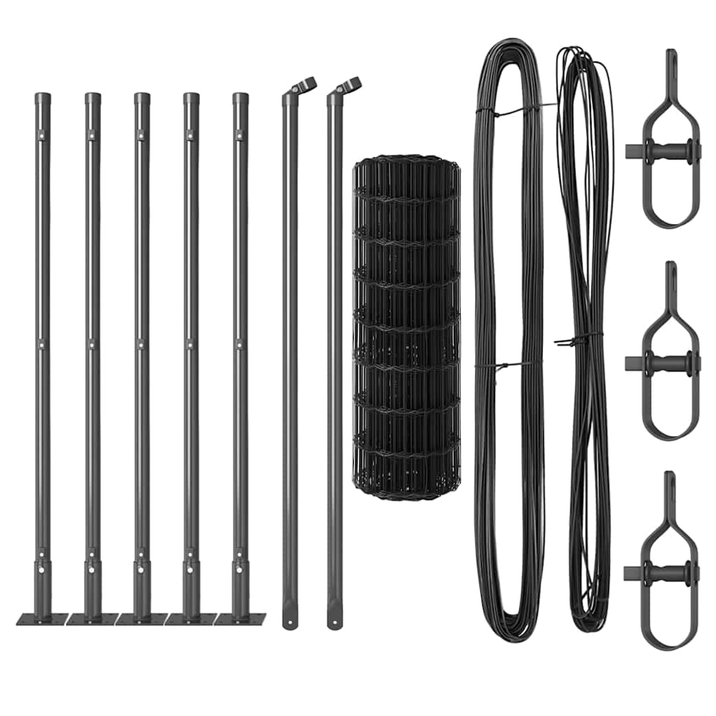 vidaXL Zaun mit Pfosten Grau 0,4 x 10 m Stahl - Image 4