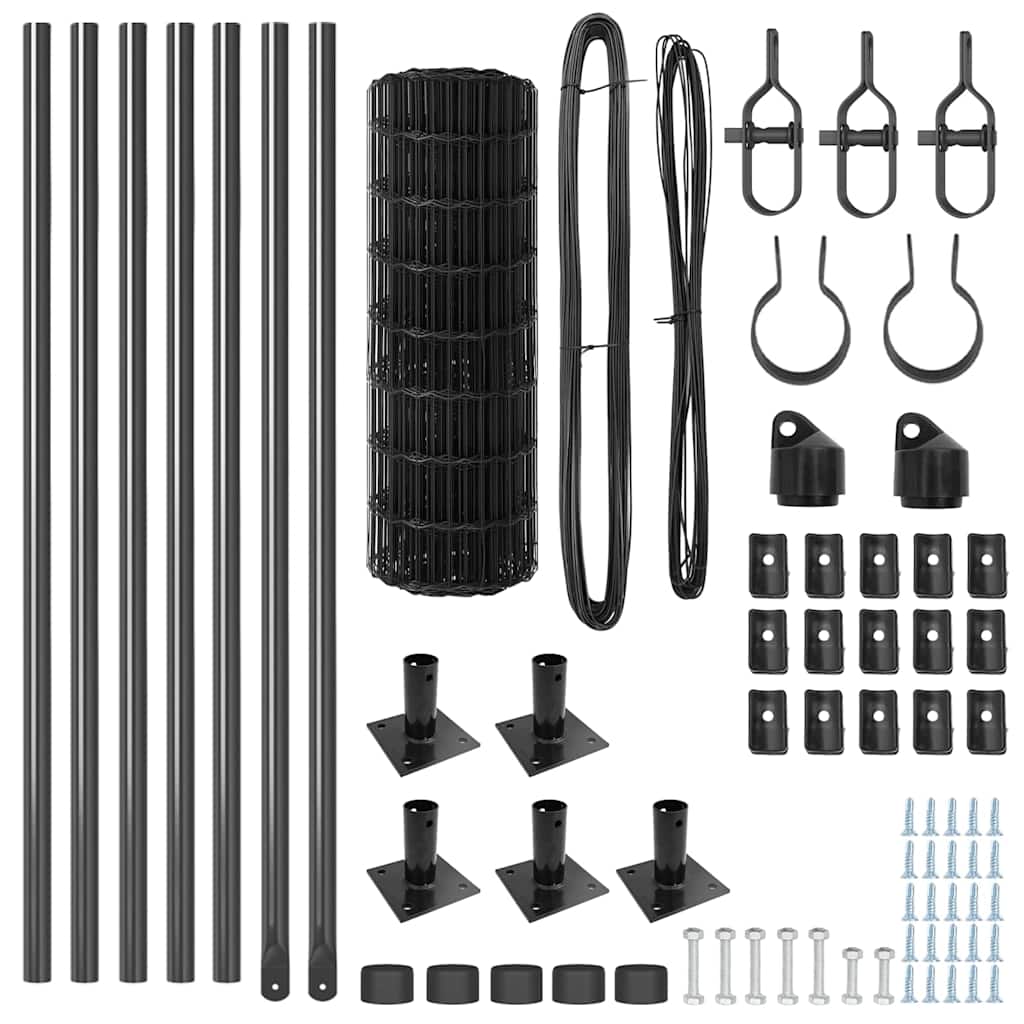 vidaXL Zaun mit Pfosten Grau 0,4 x 10 m Stahl - Image 5