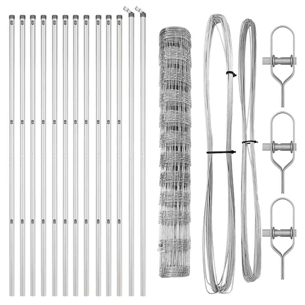 vidaXL Wildzaun Silber 25 x 1,2 m Verzinkter Stahl - Image 4