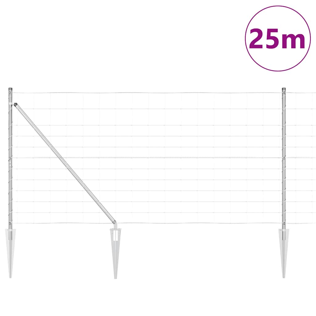 vidaXL Wildzaun Silber 25 x 1,2 m Verzinkter Stahl - Image 3