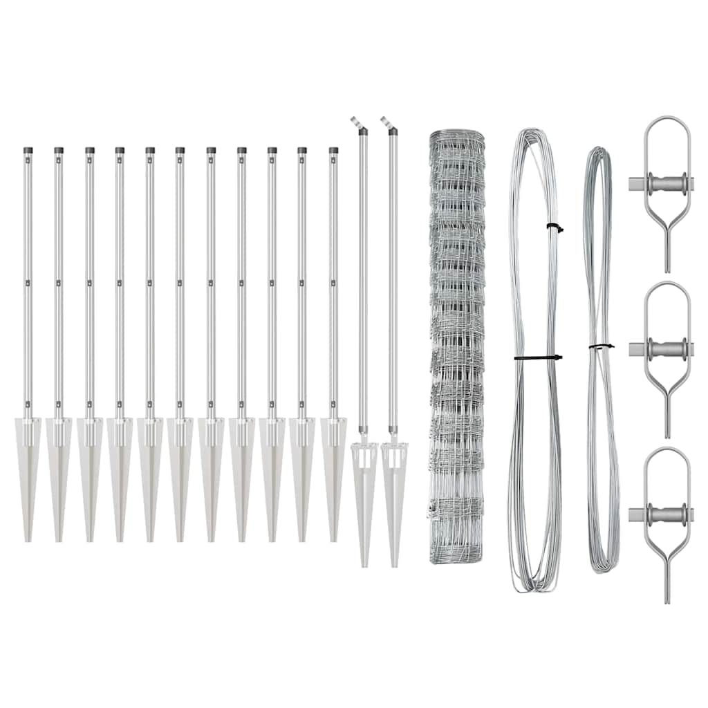 vidaXL Wildzaun Silber 25 x 1,2 m Verzinkter Stahl - Image 4