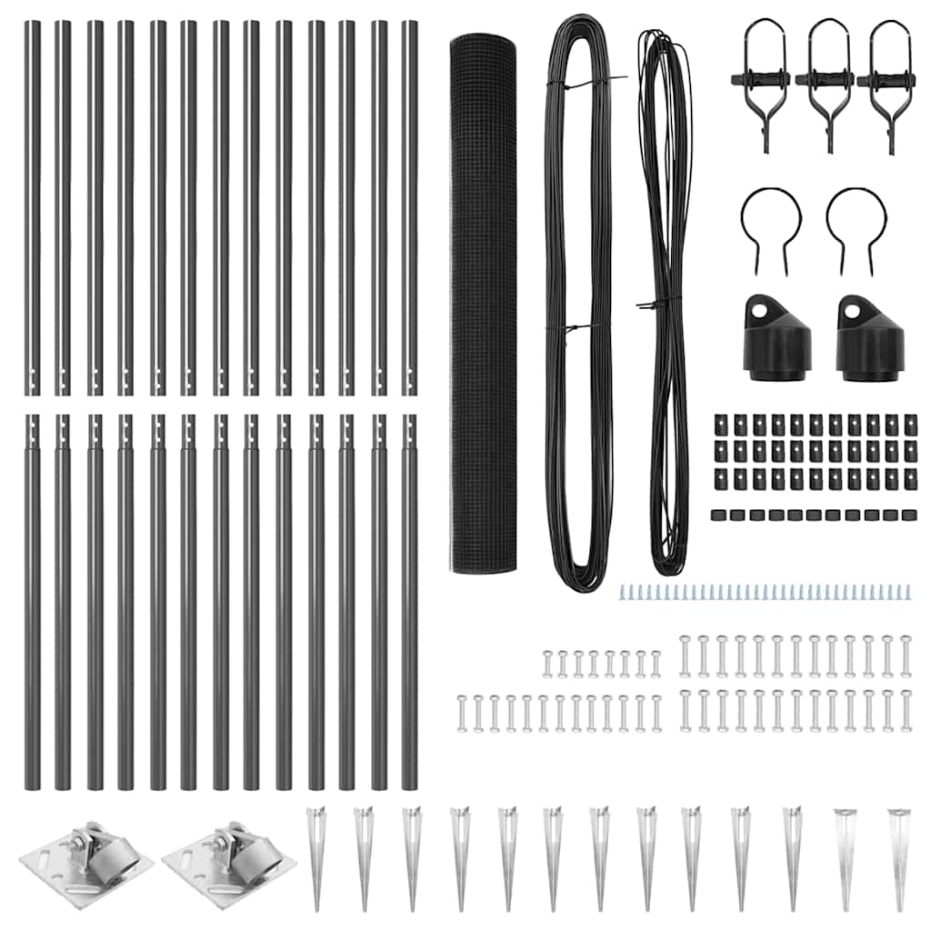 vidaXL Zaun mit Pfosten Grau 1,2 x 25 m Stahl - Image 4
