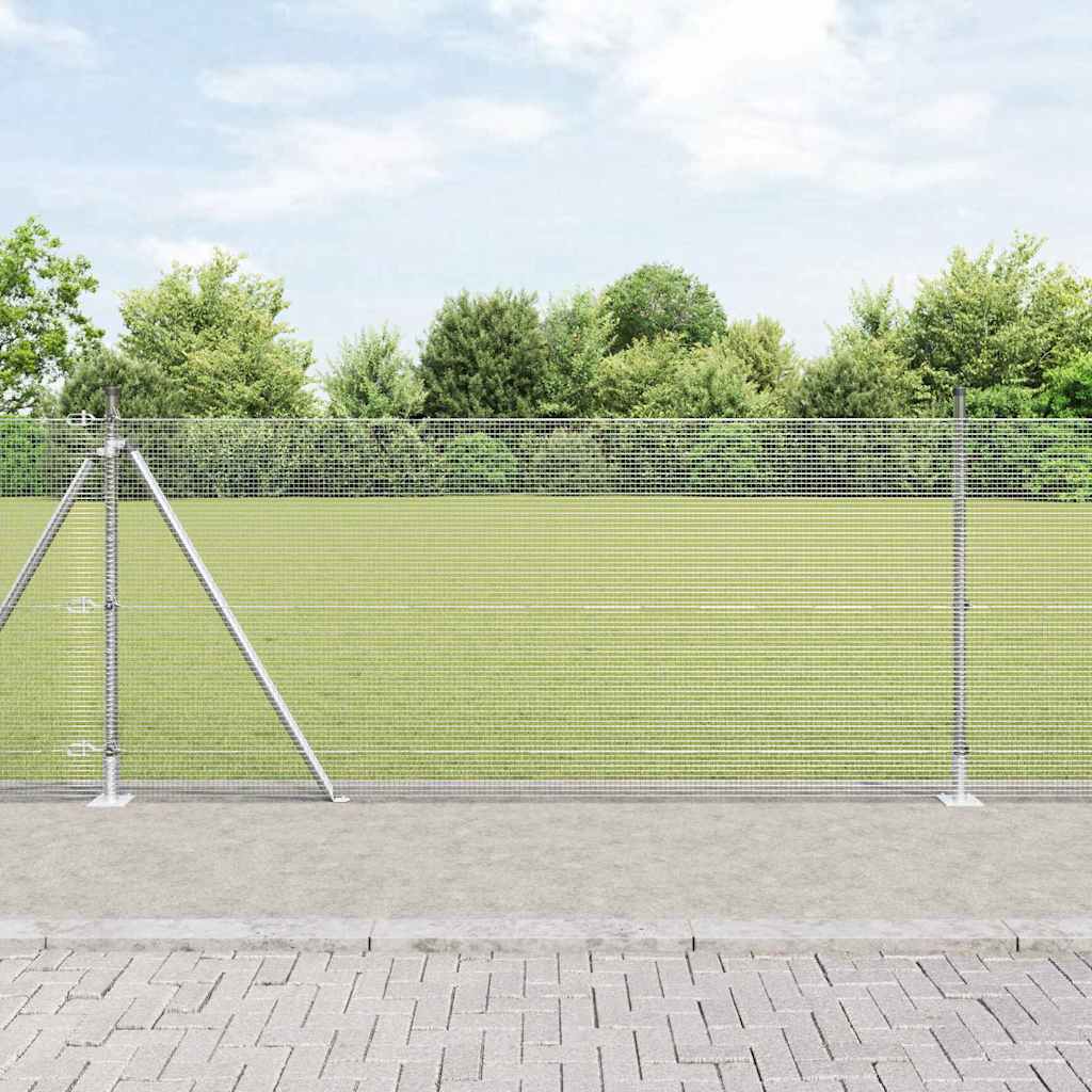vidaXL Zaun mit Pfosten Silber 1 x 25 m Stahl
