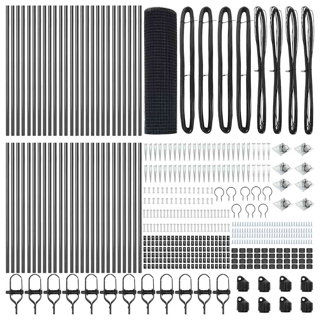 vidaXL Zaun mit Pfosten Grau 0,4 x 100 m Stahl - Image 4