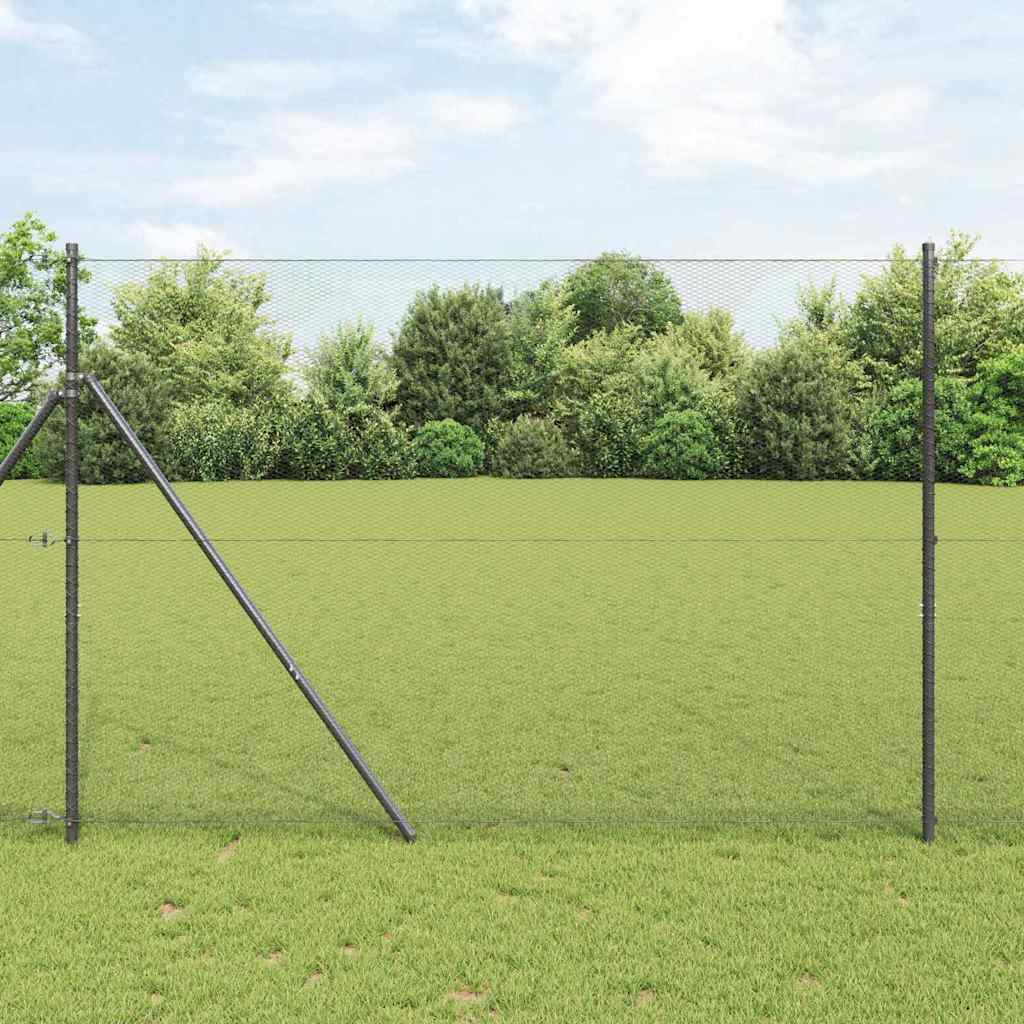vidaXL Zaun mit Pfosten Grau 1.6 x 25 m PVC-beschichteter Stahl