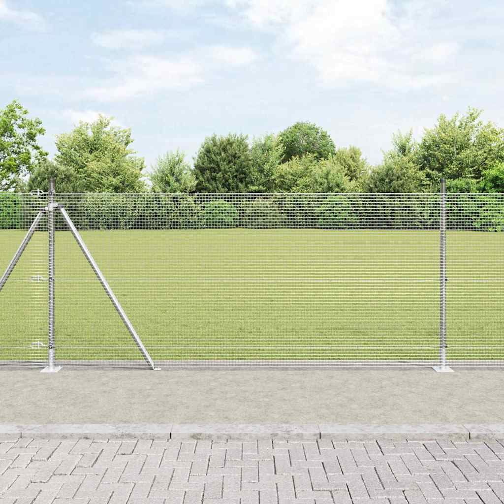 vidaXL Zaun mit Pfosten Silber 0,8 x 50 m Stahl