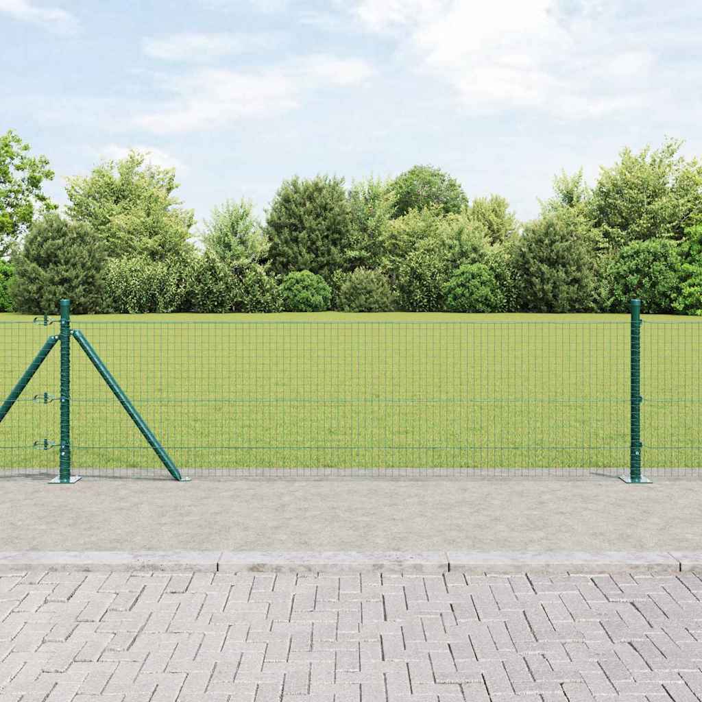 vidaXL Zaun mit Pfosten Grün 0,6 x 10 m Stahl
