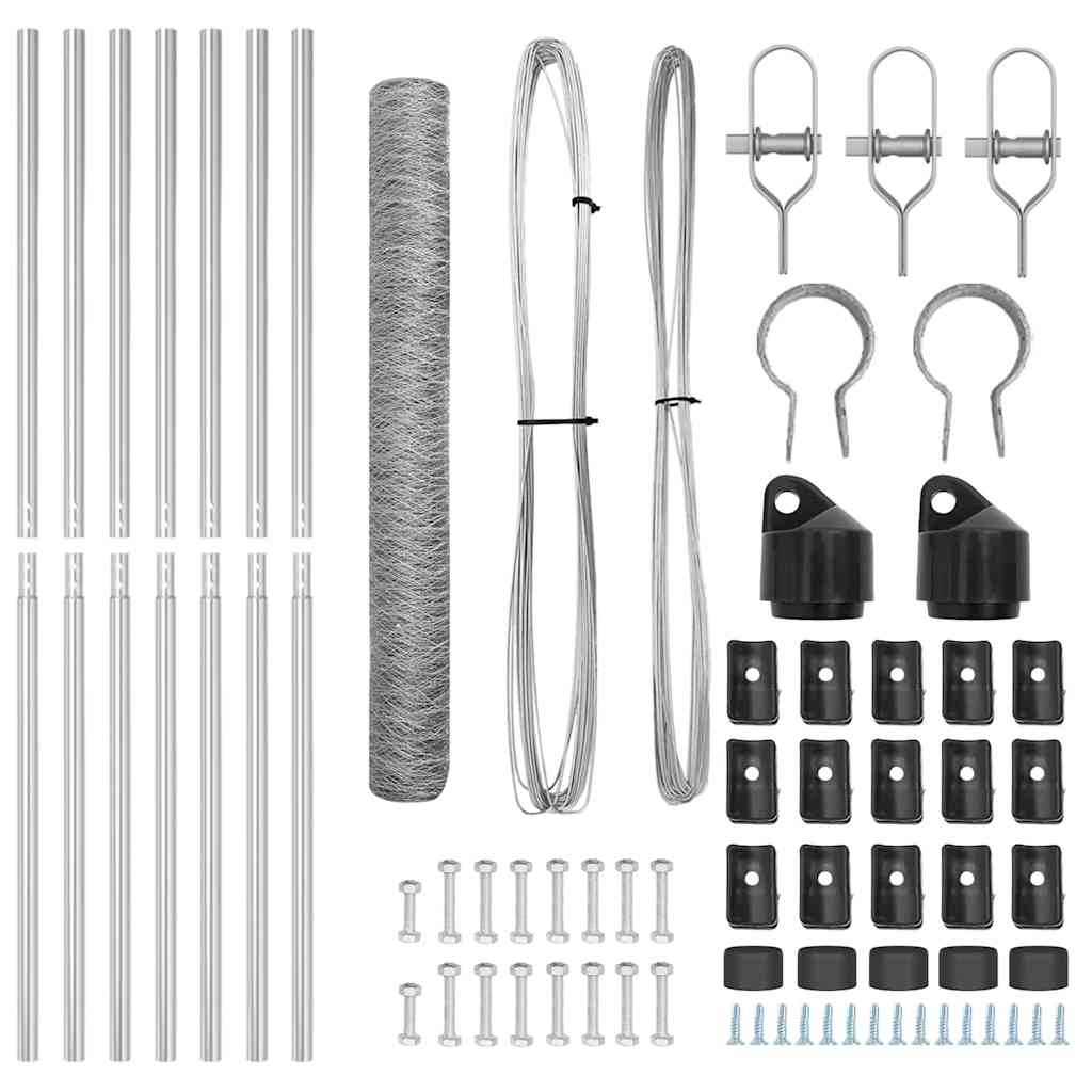 vidaXL Zaun mit Pfosten Silber 1,4 x 10 m PVC-beschichteter Stahl - Image 4