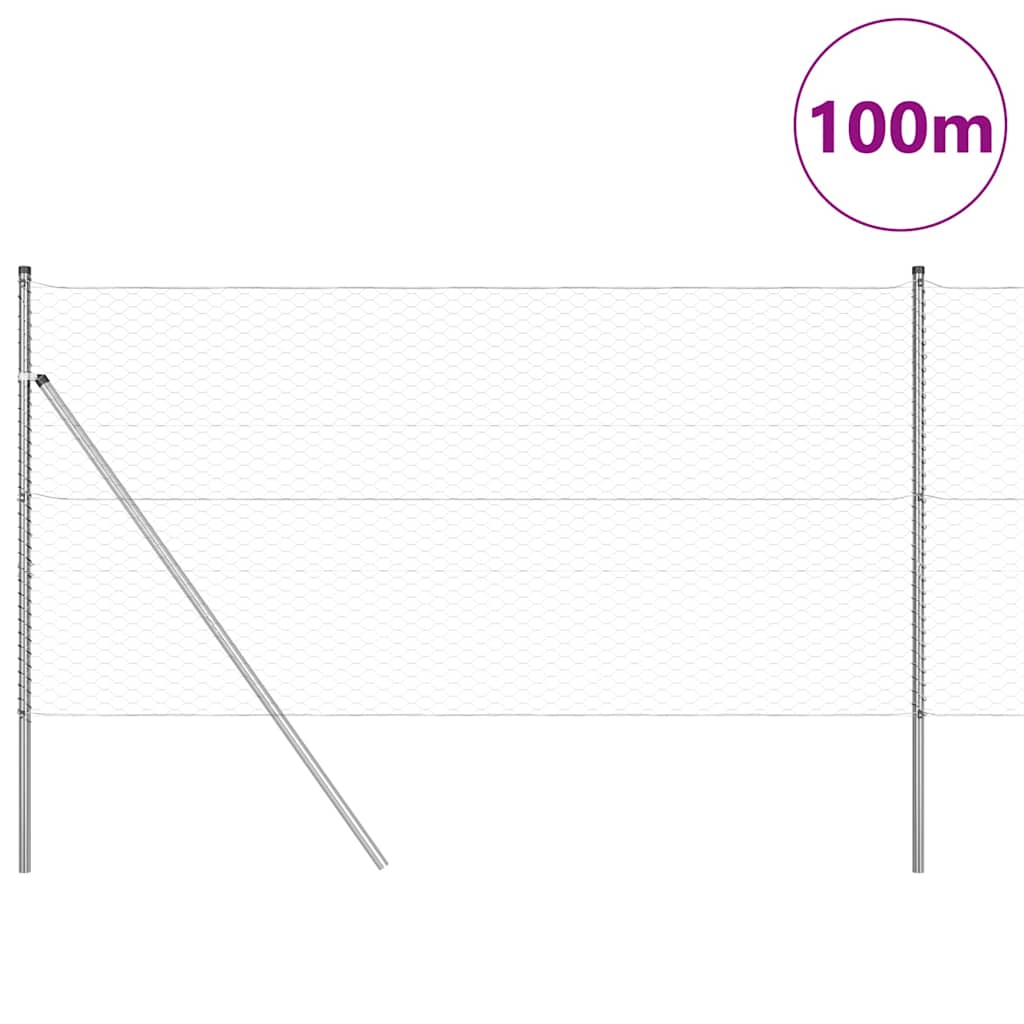 vidaXL Zaun mit Pfosten Silber 1,4 x 100 m PVC-beschichteter Stahl - Image 3