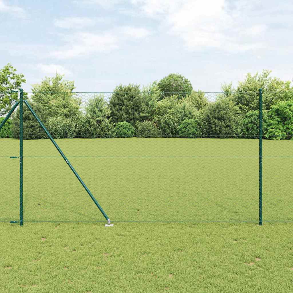 vidaXL Zaun mit Pfosten Grün 1,5 x 50 m PVC-beschichteter Stahl