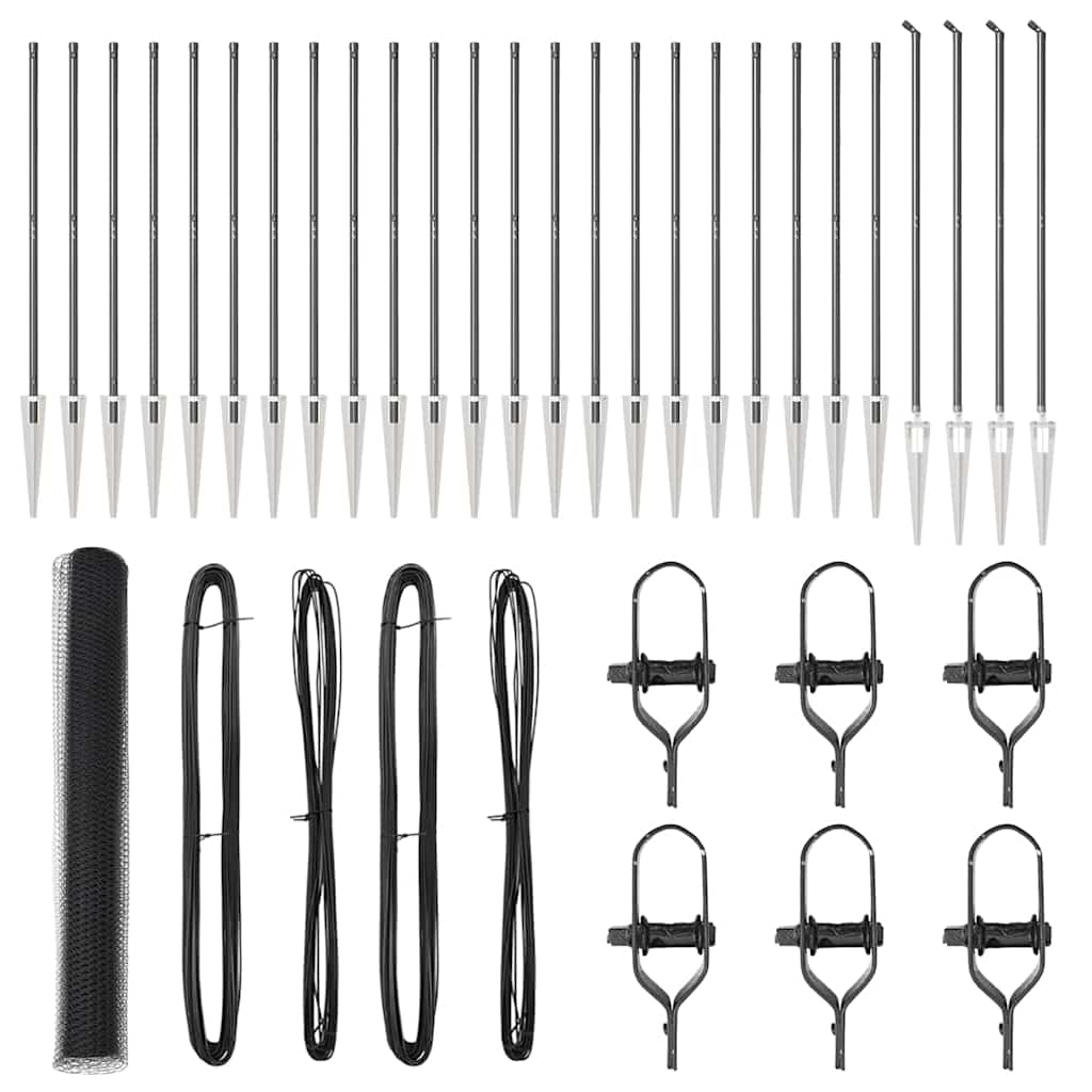 vidaXL Zaun mit Pfosten Grau 1,2 x 50 m PVC-beschichteter Stahl